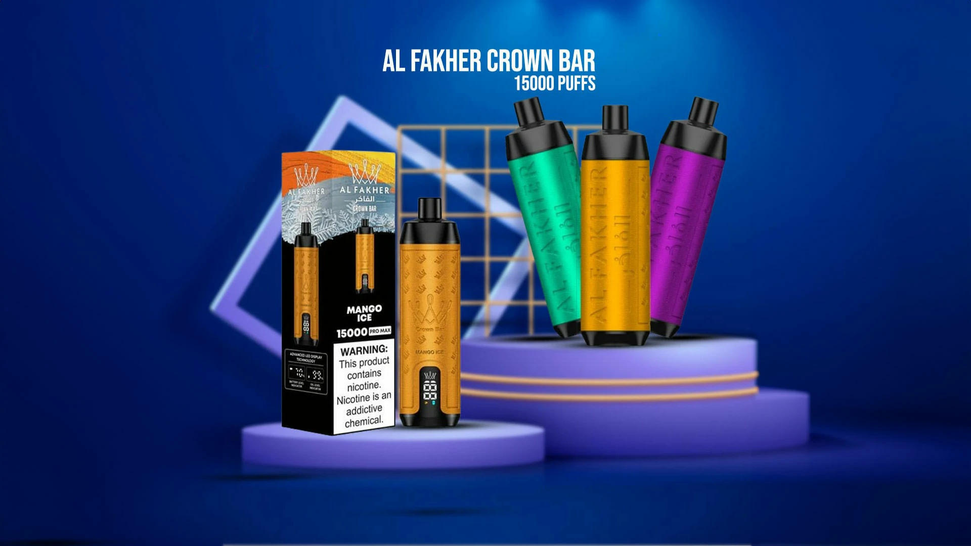 AI Fakher Crown Bar 15000 Trekken Pro Dual Mode Wegwerp E-sigaret – Blauwe Razz Limonade