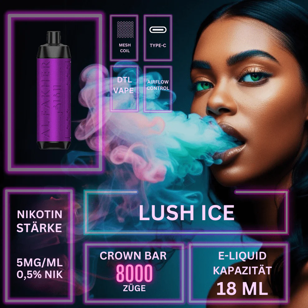 AL Fakher Crown Bar 8000 Trekken Wegwerp E-sigaret – Lush Ice