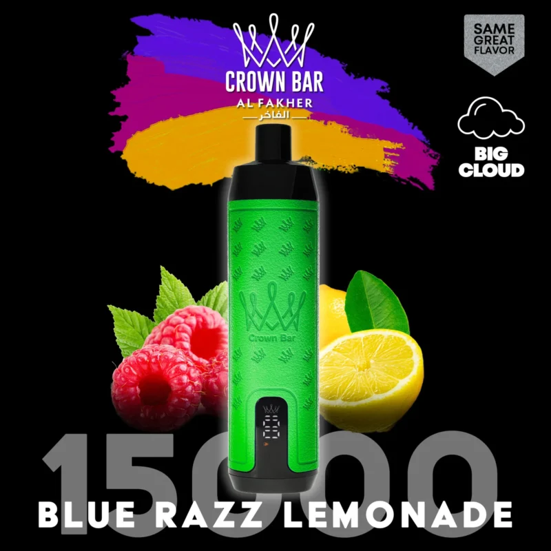 AI Fakher Crown Bar 15000 Trekken Wegwerp E-sigaret – Blauwe Razz Limonade