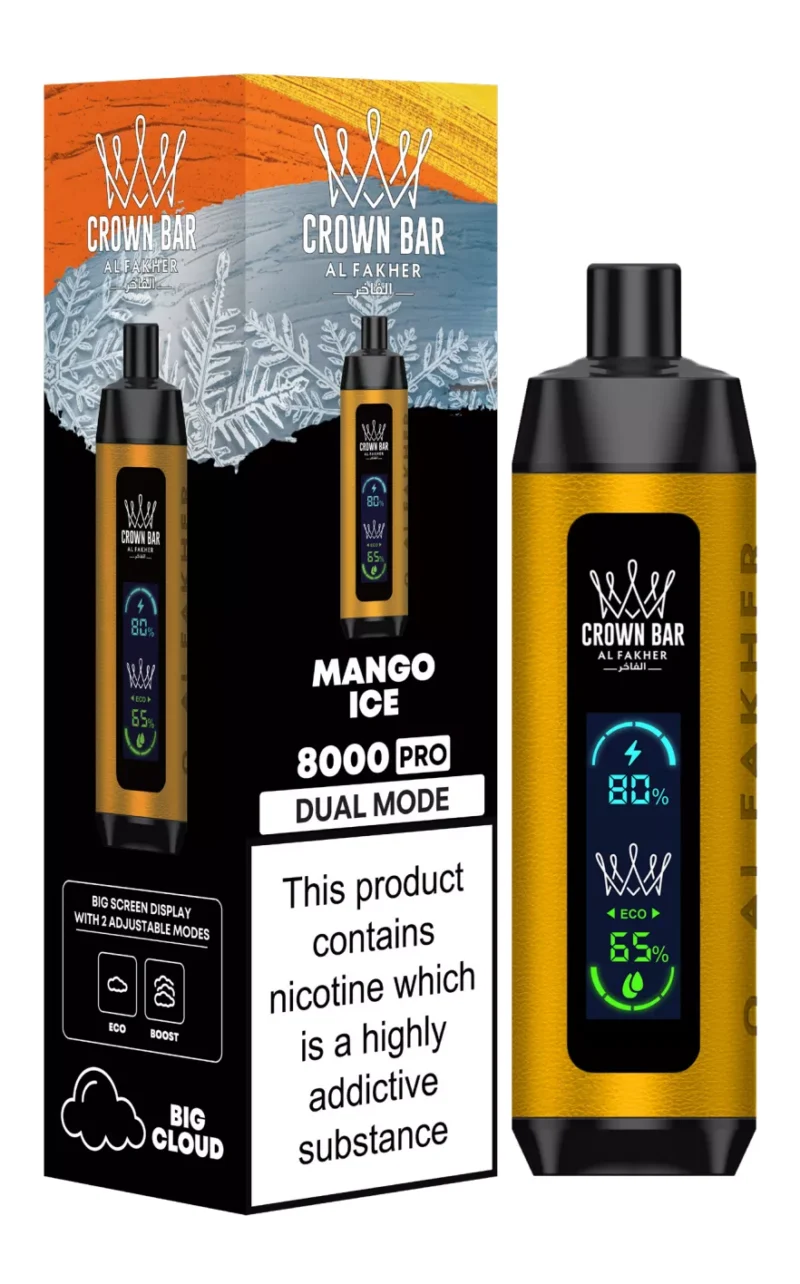 Al Fakher Crown Bar 8000 Trekken Pro Dual Mode Wegwerp E-sigaret – Mango IJs