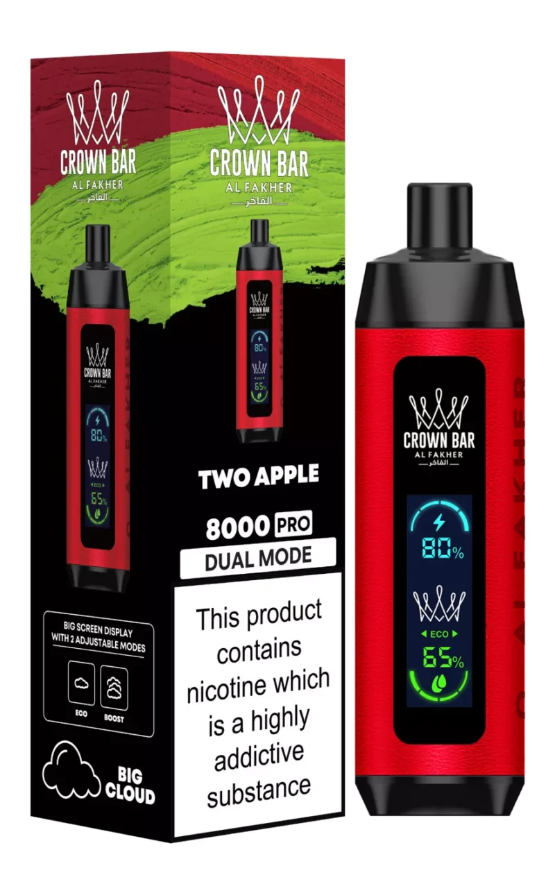 Al Fakher Crown Bar 8000 Trekken Pro Dual Mode Wegwerp E-sigaret – Twee Appels