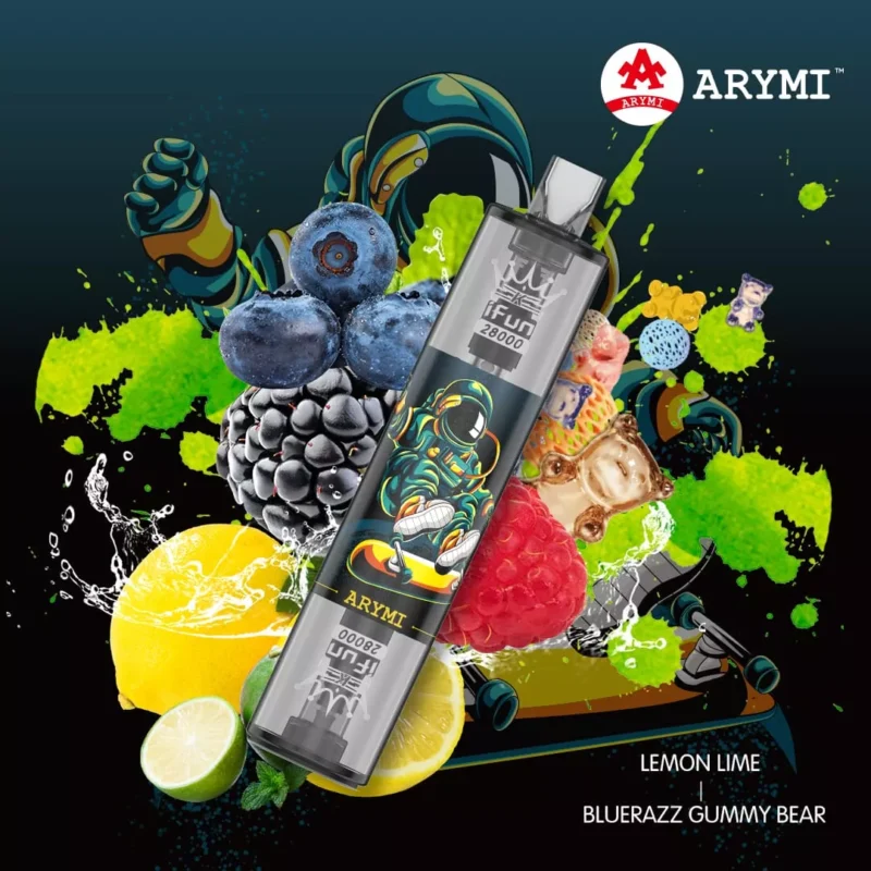 Arymi IFUN 28000 Trekken Wegwerp E-sigaret – Citroen Limoen - Blauwe Razz Gummybeer