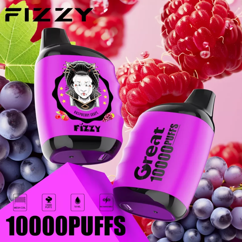Fizzy GREAT 10000 Trekken Wegwerp E-sigaret – Framboos druif