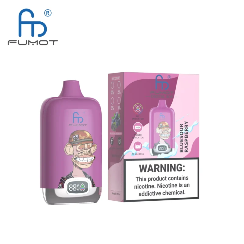 Fumot RandM Digital Box 12000 Trekken Wegwerp E-sigaret – Blauwe zure framboos