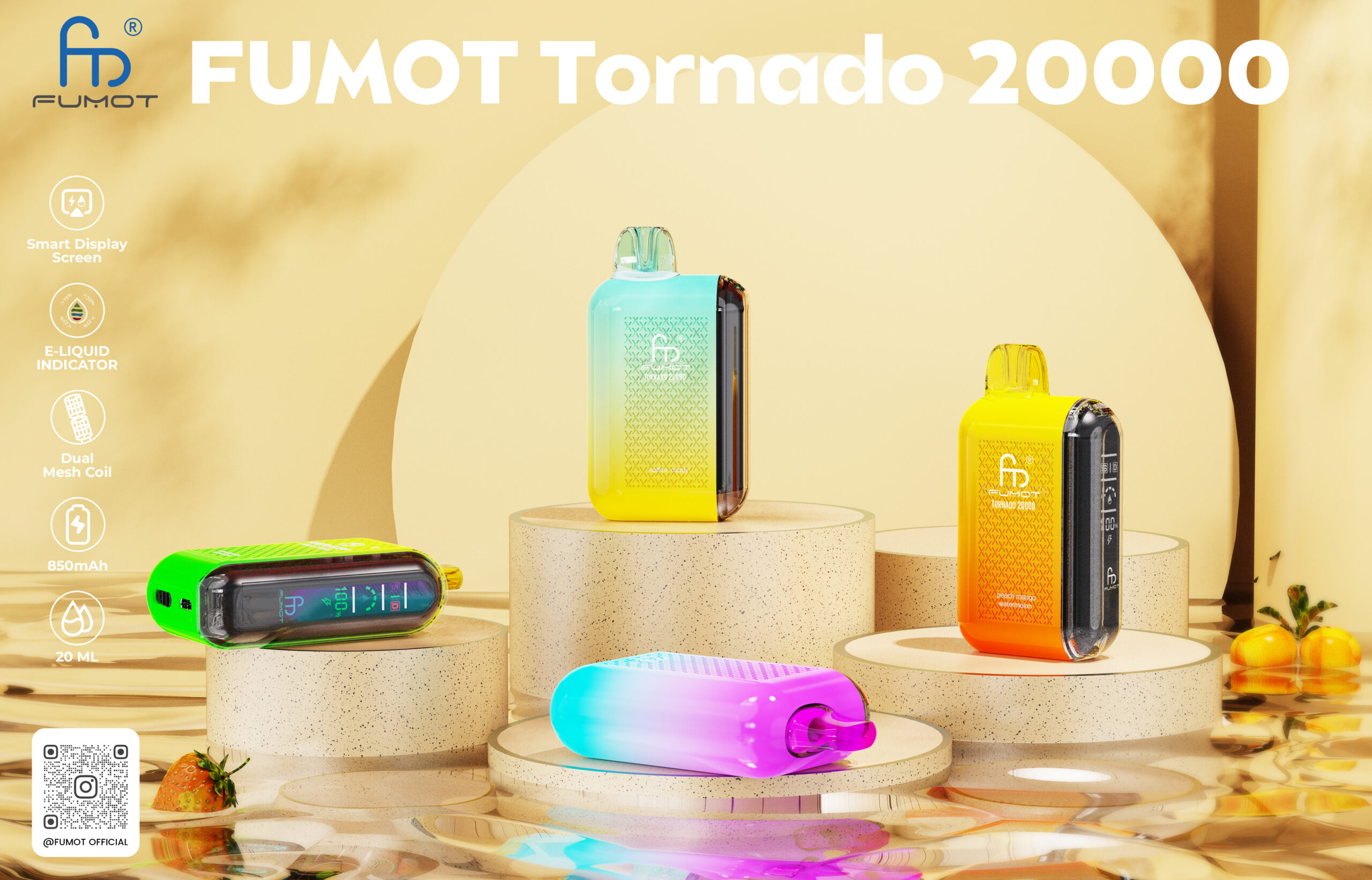 Fumot RandM Tornado 20000 Trekken Wegwerp E-sigaret – Meneer Blauw