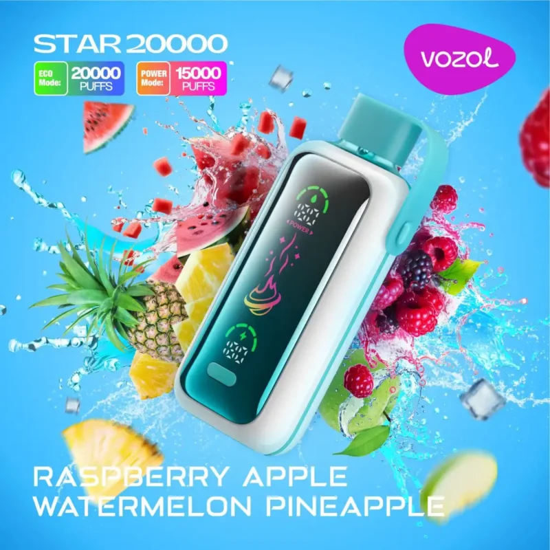 Vozol Star 20000 Trekken Wegwerp E-sigaret – FRAMBOOS APPLE WATERMELON ANANAS